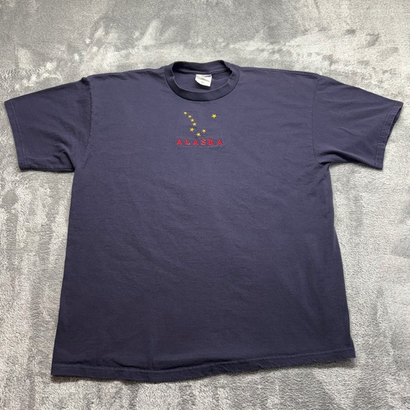 Jerzees Other - Jerzees T-Shirt Mens XL Navy Blue Good‎ Alaska Embroidered Heavyweight